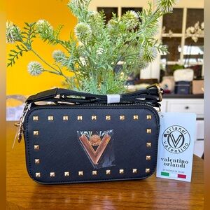 Valentino Orlandi style#V-3003 black studded camera bag NWT